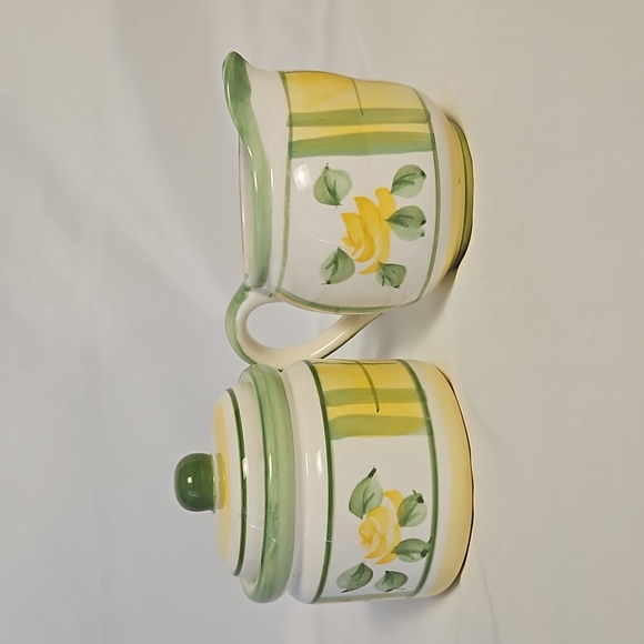 Cottage Core Royal Norfolk Yellow Rose Ceramic Creamer & Covered Sugar Bowl T5 - Picture 2 of 10